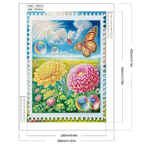 Chrysanthemum Lawn Butterfly 30*40CM (canvas) Partial Special-Shaped Drill Diamond Painting