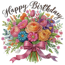 Load image into Gallery viewer, Happy Birthday Bouquet 30*30CM (canvas) Partial Special-Shaped Drill Diamond Painting
