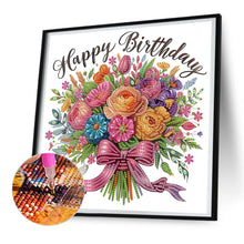 Load image into Gallery viewer, Happy Birthday Bouquet 30*30CM (canvas) Partial Special-Shaped Drill Diamond Painting
