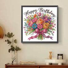 Load image into Gallery viewer, Happy Birthday Bouquet 30*30CM (canvas) Partial Special-Shaped Drill Diamond Painting
