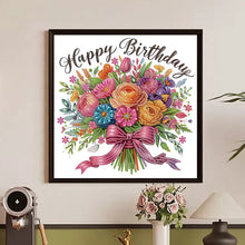 Load image into Gallery viewer, Happy Birthday Bouquet 30*30CM (canvas) Partial Special-Shaped Drill Diamond Painting
