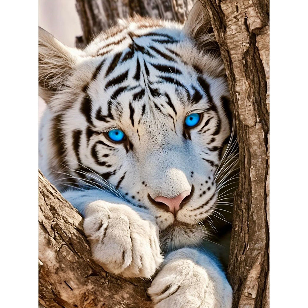 White Tiger 30*40CM (canvas) Full Round Drill Diamond Painting