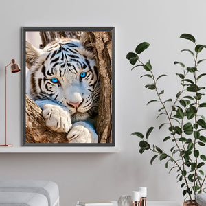 White Tiger 30*40CM (canvas) Full Round Drill Diamond Painting