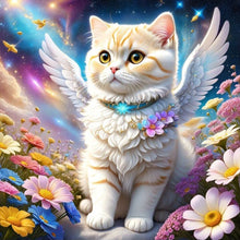 Load image into Gallery viewer, Aurora Flower Angel White Cat 40*40CM (canvas) Full Round Drill Diamond Painting
