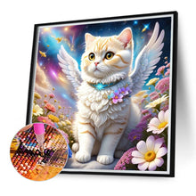 Load image into Gallery viewer, Aurora Flower Angel White Cat 40*40CM (canvas) Full Round Drill Diamond Painting
