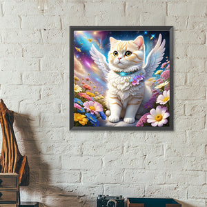 Aurora Flower Angel White Cat 40*40CM (canvas) Full Round Drill Diamond Painting