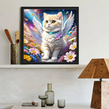 Load image into Gallery viewer, Aurora Flower Angel White Cat 40*40CM (canvas) Full Round Drill Diamond Painting
