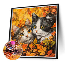 Load image into Gallery viewer, Maple Leaf Pile Of Cats 40*40CM (canvas) Full Round Drill Diamond Painting
