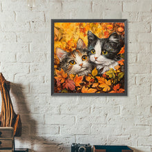 Load image into Gallery viewer, Maple Leaf Pile Of Cats 40*40CM (canvas) Full Round Drill Diamond Painting
