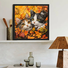 Load image into Gallery viewer, Maple Leaf Pile Of Cats 40*40CM (canvas) Full Round Drill Diamond Painting
