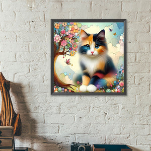 Geometric Tree Liquid Cat 40*40CM (canvas) Full Round Drill Diamond Painting