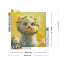 Load image into Gallery viewer, White Cat With Wreath 40*40CM (canvas) Full Round Drill Diamond Painting
