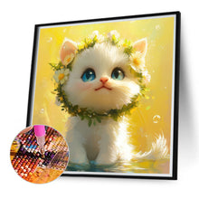 Load image into Gallery viewer, White Cat With Wreath 40*40CM (canvas) Full Round Drill Diamond Painting
