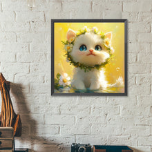 Load image into Gallery viewer, White Cat With Wreath 40*40CM (canvas) Full Round Drill Diamond Painting
