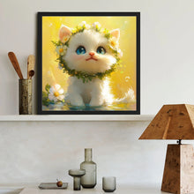 Load image into Gallery viewer, White Cat With Wreath 40*40CM (canvas) Full Round Drill Diamond Painting
