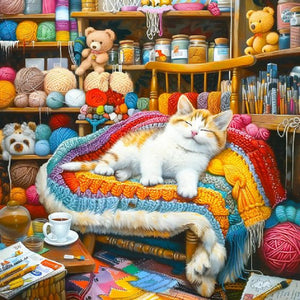 Lazy Cat 30*30CM (canvas) Full Round Drill Diamond Painting