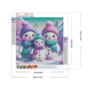 Snowman 30*30CM (canvas) Full Round Drill Diamond Painting