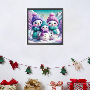 Snowman 30*30CM (canvas) Full Round Drill Diamond Painting