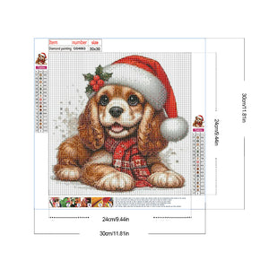 Christmas Puppy 30*30CM (canvas) Full Round Drill Diamond Painting