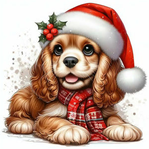 Christmas Puppy 30*30CM (canvas) Full Round Drill Diamond Painting