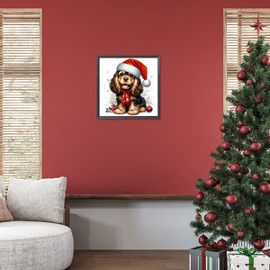 Christmas Puppy 30*30CM (canvas) Full Round Drill Diamond Painting