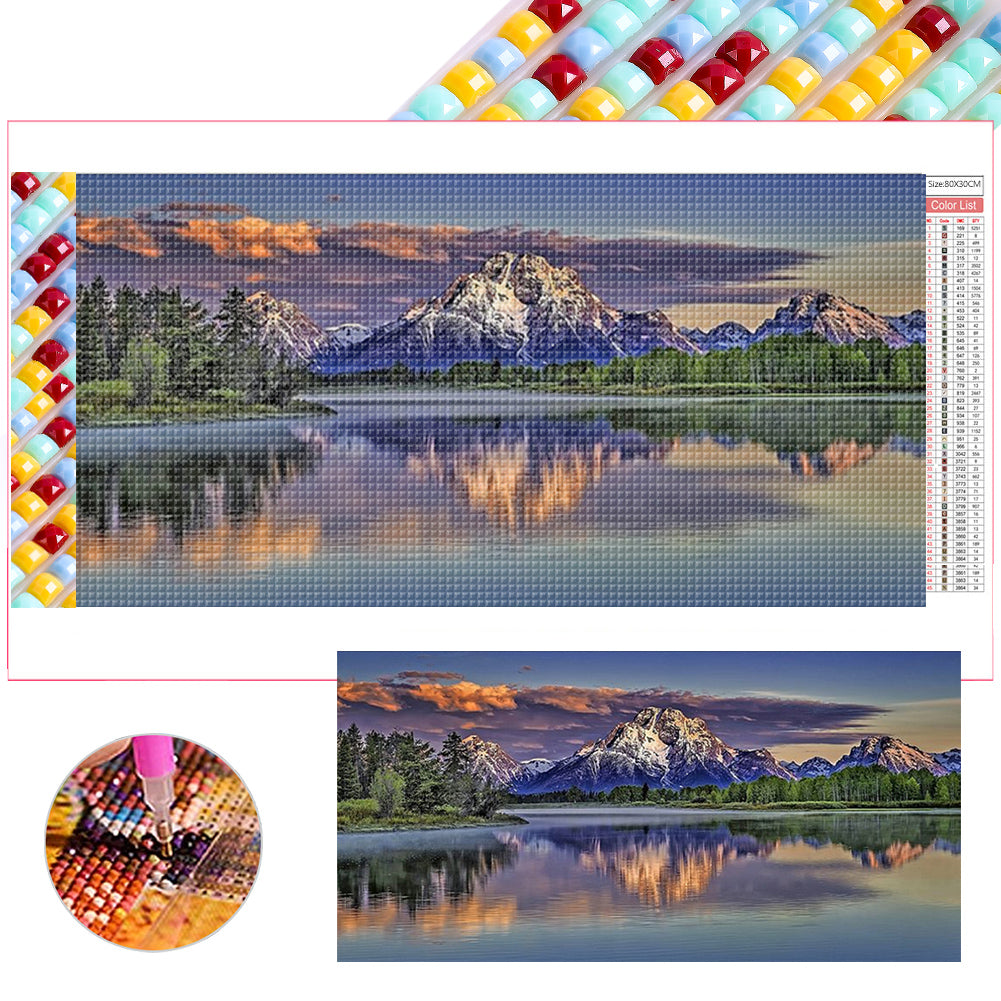 Snow Mountain River 80*40CM (canvas) Full Square Drill Diamond Painting