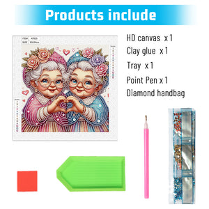 Cute Old Grandma 30*30CM (canvas) Partial Special-Shaped Drill Diamond Painting