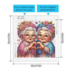 Cute Old Grandma 30*30CM (canvas) Partial Special-Shaped Drill Diamond Painting