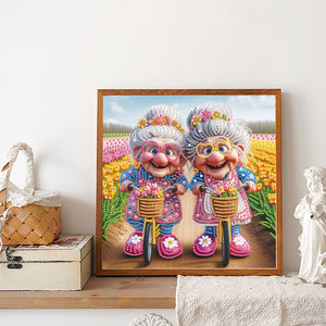 Cute Old Grandma 30*30CM (canvas) Partial Special-Shaped Drill Diamond Painting