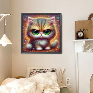 Big Eyed Cat 30*30CM (canvas) Full Round Drill Diamond Painting