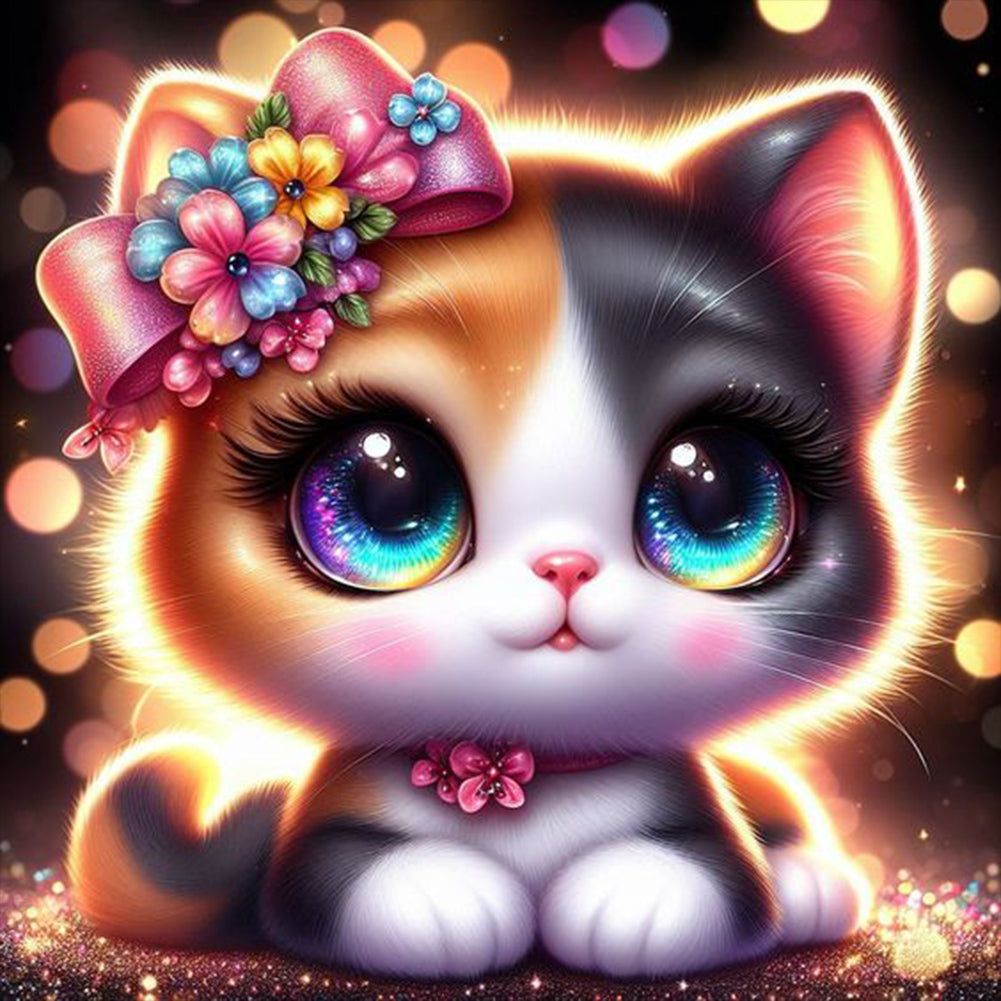 Big Eyed Cat 30*30CM (canvas) Full Round Drill Diamond Painting