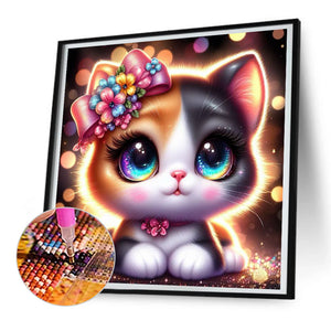 Big Eyed Cat 30*30CM (canvas) Full Round Drill Diamond Painting