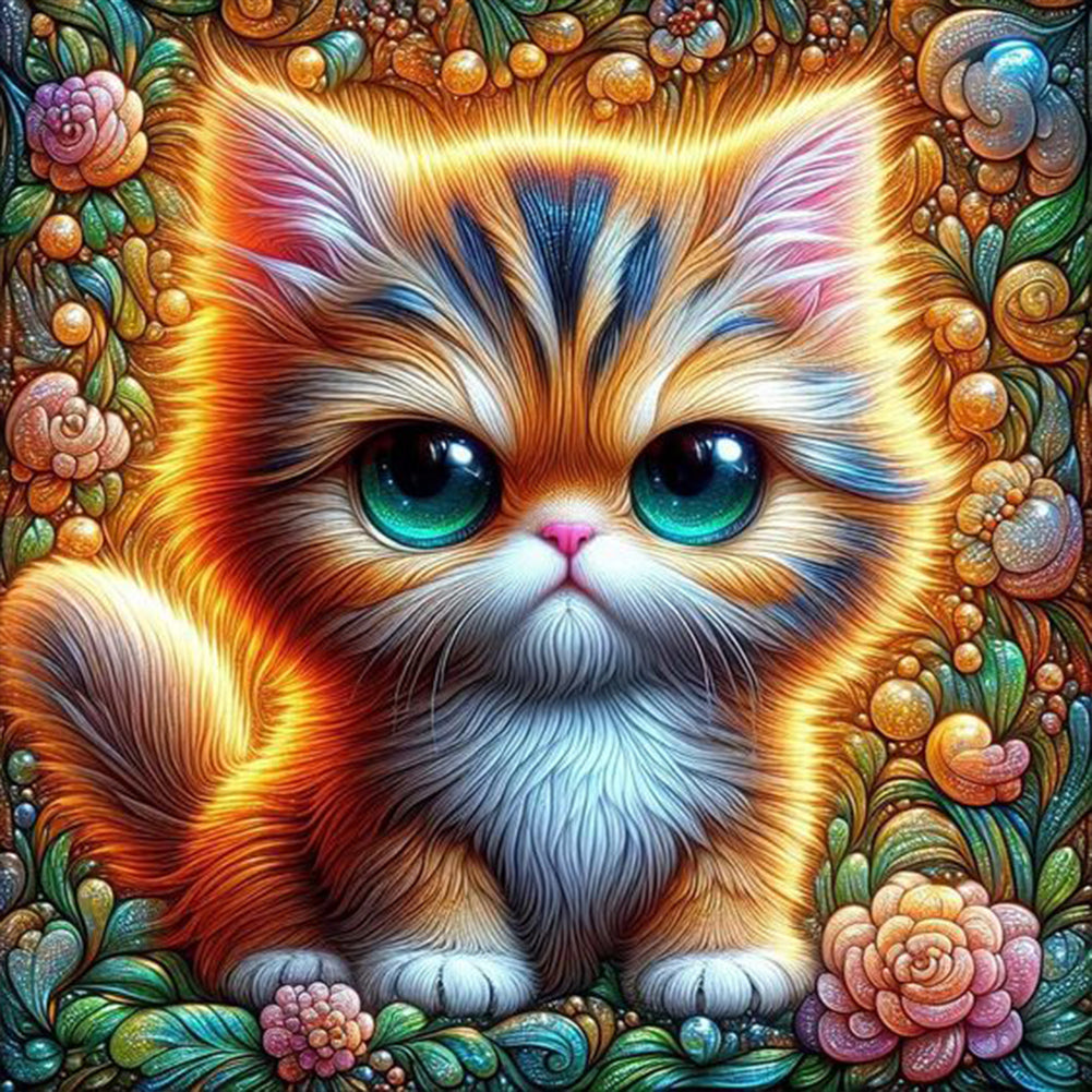 Big Eyed Cat 30*30CM (canvas) Full Round Drill Diamond Painting