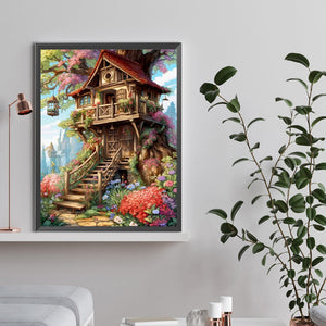 Forest Cabin 30*40CM (canvas) Full Round Drill Diamond Painting