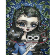 Load image into Gallery viewer, Owl Big Eyes Girl 40*50CM (canvas) Full Round Drill Diamond Painting
