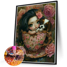 Load image into Gallery viewer, Porcelain Cup Dog And Girl 40*50CM (canvas) Full Round Drill Diamond Painting
