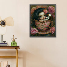 Load image into Gallery viewer, Porcelain Cup Dog And Girl 40*50CM (canvas) Full Round Drill Diamond Painting
