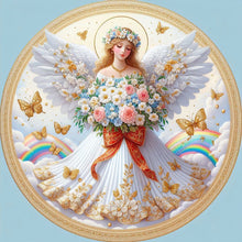 Load image into Gallery viewer, Angel Girl In White Holding Flowers 30*30CM (canvas) Full Round Drill Diamond Painting
