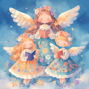 Three Angel Little Girls 30*30CM (canvas) Full Round Drill Diamond Painting