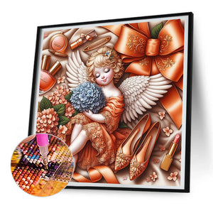 Orange Hydrangea Angel Girl 30*30CM (canvas) Full Round Drill Diamond Painting