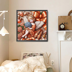 Orange Hydrangea Angel Girl 30*30CM (canvas) Full Round Drill Diamond Painting