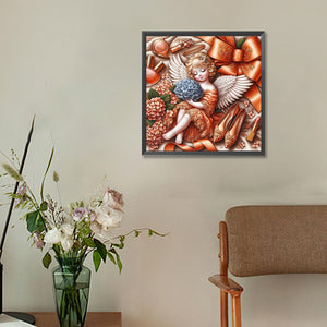 Orange Hydrangea Angel Girl 30*30CM (canvas) Full Round Drill Diamond Painting