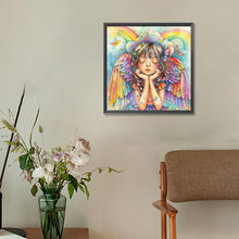 Load image into Gallery viewer, Colorful Feather Rainbow Angel Girl 30*30CM (canvas) Full Round Drill Diamond Painting
