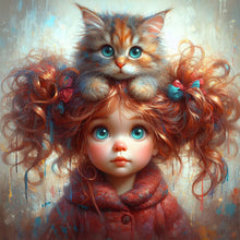 Load image into Gallery viewer, Kitten Curly Girl 30*30CM (canvas) Full Round Drill Diamond Painting
