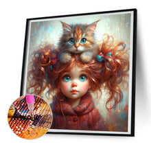 Load image into Gallery viewer, Kitten Curly Girl 30*30CM (canvas) Full Round Drill Diamond Painting
