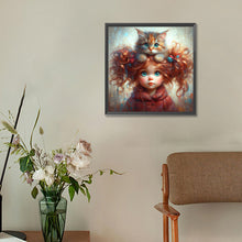 Load image into Gallery viewer, Kitten Curly Girl 30*30CM (canvas) Full Round Drill Diamond Painting
