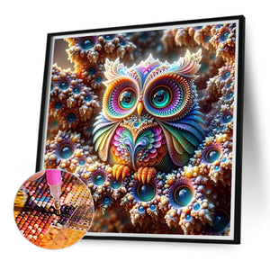 Patterned Cat-Eye Owl 40*40CM (canvas) Full Round Drill Diamond Painting