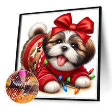 Load image into Gallery viewer, Bowknot Lantern Puppy 30*30CM (canvas) Full Round Drill Diamond Painting
