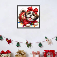 Load image into Gallery viewer, Bowknot Lantern Puppy 30*30CM (canvas) Full Round Drill Diamond Painting
