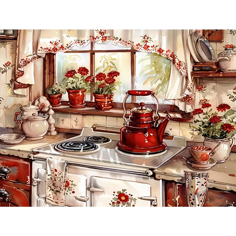 Warm Kitchen 40*30CM (canvas) Full Round Drill Diamond Painting